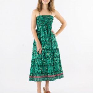 Jupe longue polyester à volants ceinture élastique imprimé Barka Dore