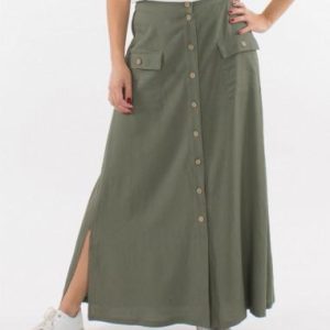 Jupe longue viscose boutonné