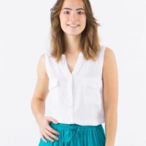 Chemisier viscose uni col Mao Boutonné Sans Manches